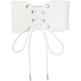 CALFOVERA Wide PU Leather Elastic Lace-up Corset Belt for Women 4 Inch Stretch Cinch Buckle Waist Belt