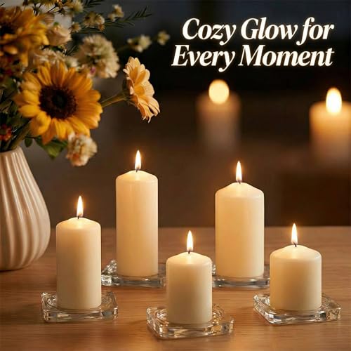 Ivory Pillar Candles Set of 6, Unscented Smokeless Candles with Cotton Wicks, Multi-Size 2"x3" 2"x4" 2"x6", Wax Candles Suitable for Ramadan, Home, Wedding, Festival & Table Decoration