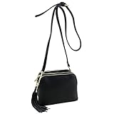 Triple Compartment Mini Crossbody Bag with Tassel
