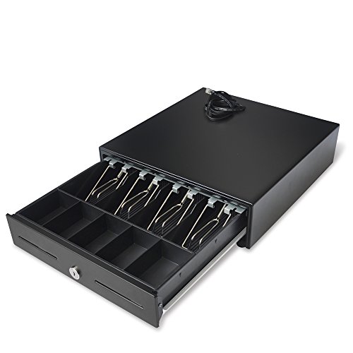 13" POS Cash Register Drawer with Removable Tray,4Bill/5Coin,RJ11 Cable Included,Key Lock,DC24V,Black,BK1313B
