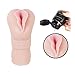 Handy Men's Toy Mini Stroker Sleeve, Light, Handheld Masturbator, Tight Ribbed 2in1 Pussy Ass Entry, Single Open-Ended Tunnel, Blowjob Sex Doll, Realistic 3D Black CyberSkin® Premier Soft Silicone