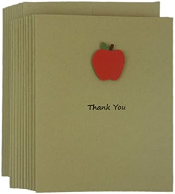 Apple Thank You Greeting Cards A2 Recycled Kraft Brown Card stock with Envelopes 10 Pack Note Cards