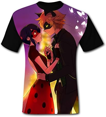 HELLOSHAO123 Miraculous Ladybug Teens Loose Tshirt 3D Printed Tees Tops for Men M