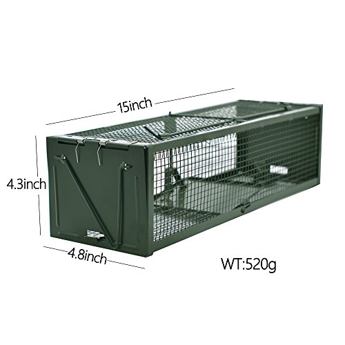 MATATA Live Animal Humane Trap 2-Door Mouse Cage Trap For Chipmunk, Rats, Squirrels, Voles, Rodent and Similar Size Pests(Green)