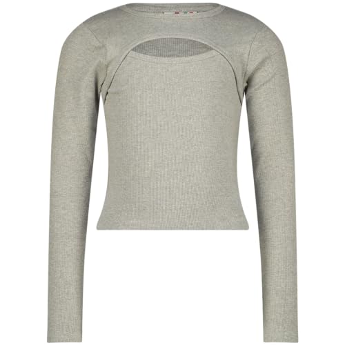 Vingino Girls G-Basic-Rib Detail in Colour Light Grey Melee in Size 6, Camiseta Chicas, Light Grey Melee,