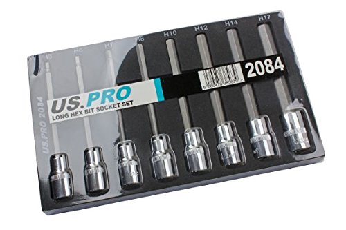 US Pro Bergen 8 Piece 1/2 Inch Long 140mm Hex Allen Key Set