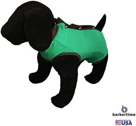 Barkertime Green PeeJama E-Collar Alternative Recovery Suit, S - MADE IN USA - For Post-Surgical Wound Care, Hot Spot Treatment, Anti-Anxiety Relief, Incontinence, Heat