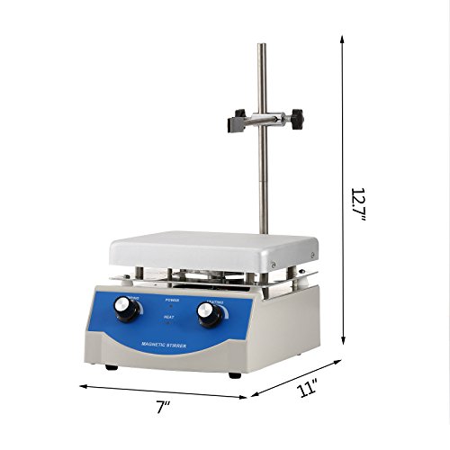 Happybuy Magnetic Stirrer 6.7 X 6.7Inch SH-3 Magnetic Mixer 500W 3000ml Magnetic Stirrer Hot Plate 1600 RPM Magnetic Stirrer with Free Stirring Rod