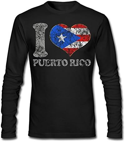 I Love Puerto Rico Casual Fashion Cotton Durable Coverseamed Neck Adult&amp;Youth MensLong Sleeve T Shirt