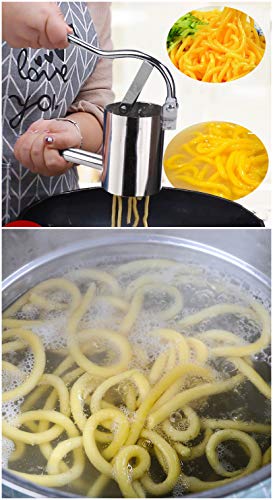 VolksRose Stainless Steel Noodle Maker, Manual Pasta Maker, Fresh Noodles Press Pasta Spaghetti Making Machine, Vegetable Fruit Juicer Kitchen Tool Accessories #4 - Thumbnail 4