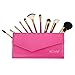 ACEVIVI 10 Pieces Makeup Brushes Set with Powder Blusher Cosmetics with Synthetic Leather Case Rose Red