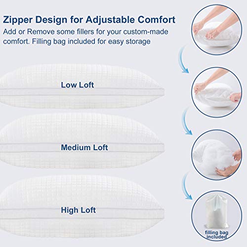 2 Pack Bed Pillows for Sleeping-Hypoallergenic Down Alternative Sleeping Bed Pillow with Plush Fiber Fill, Adjustable Hotel Collection Pillow for Back, Stomach, Side Sleepers-Queen Size(18X28Inches)