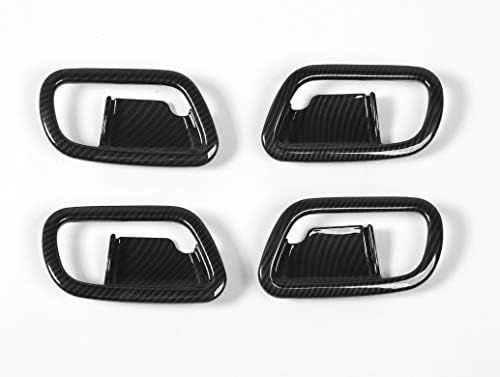 hors 4 × Car Inner Door Handle Bowl Cover ABS Trim Shell Frame Wear Resisting Scratch Protection Device Nissan Patrol 2017+ (Carbon Fiber S4878)