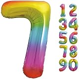 Unique 7-Shaped Rainbow Foil Balloon 86cm Party Decor view 3