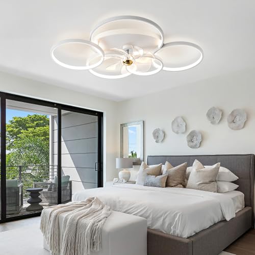 XSXUDODP Modern Ceiling Fan with Lights, LED Ceiling Light Dimmable Fan, 86 cm Lamp with Ceiling Fan for Living Room, Bedroom