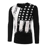 ZAWAPEMIA Mens American Flag Printed Long Sleeve Pullover Shirts X-Large Black