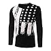 Mens American Flag Printed Long Sleeve Short Sleeve T-Shirts Pullover Hoodies Tops XL Black