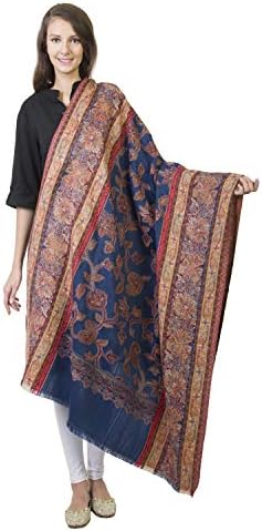 La Vastraa's Shawls for Women - Thread Work Floral Pattern Wool Shawl