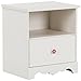 South Shore Lily Rose 1-Drawer Nightstand, White Wash with Ceramic Flower Knob