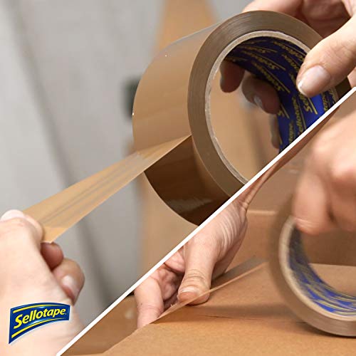 Sellotape Parcel Tape, Brown Tape for Packing, High-Strength Packaging Tape for Professional & Office Use, Packing Tape for Heavy Loads, DIY, 48mmx50m 3