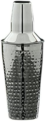 DMA Elements Home Stainless-Steel Cocktail Shaker with Hammered Finish, Silver