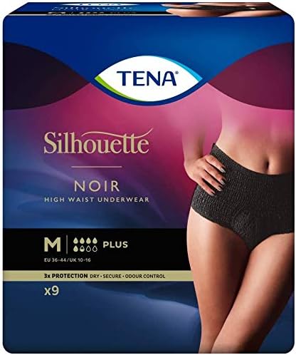 Tena Noir High Waist Underwear, Medium, 18 (2x9), White, Medium - Noir - High Waist (18 Count)