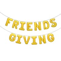 Fuyage 16 Inches Tall Golden Foil Balloons"Friendsgiving" Banner Letter Party Decorations,Fall Theme Friends Party Decor and Party Backdrop