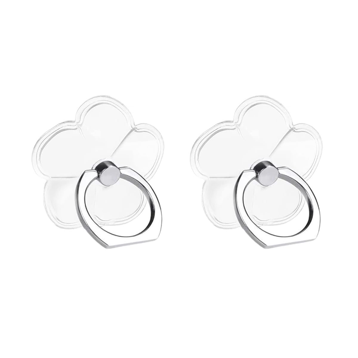 Photo 1 of Transparent Cell Phone Ring Stand Holder Grip?Four Leaves Clover Phone Stand .360 Degree Rotation Clear Phone Finger Ring Kickstand for Smartphone Tablet and case
