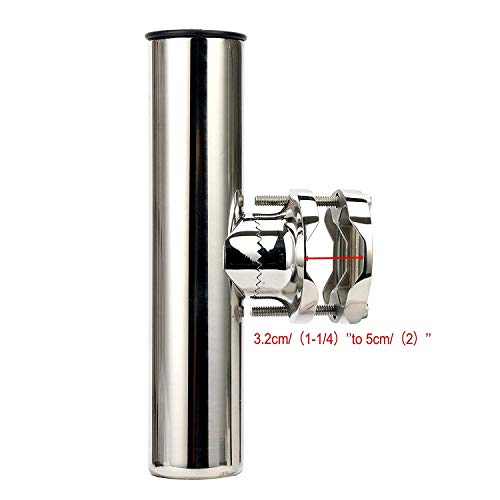 Amarine-made 4Pcs Boat Rod Holder, Stainless Rail Mount Clamp on