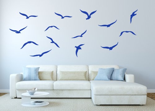 60 Second Makeover Limited Set of 14 Seagulls Bird Wall Sticker Decal Graphic Mural Living Room Bedroom