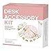 TOODOO Desk Accessory Organization Kit, Set of Stapler, Mouse Pad, Tape Dispenser, Crystal Pens, Scissors and More Table Accessaries (Gold, 10 Pieces)