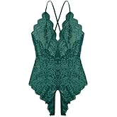 Women One Piece Lingerie Sexy Teddy V Neck Bodysuit Lace Nightie