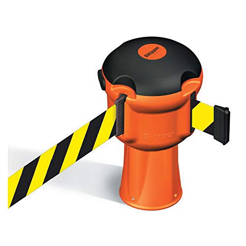Orange Skipper Belt Barrier Unit with 9m Black & Yellow Tape