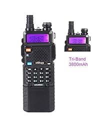 HESENATE X Baofeng HT-5Rx3 Radio bidireccional de triple banda 2m / 1.25m / 70cm 3800mAh Radio de jamón de batería