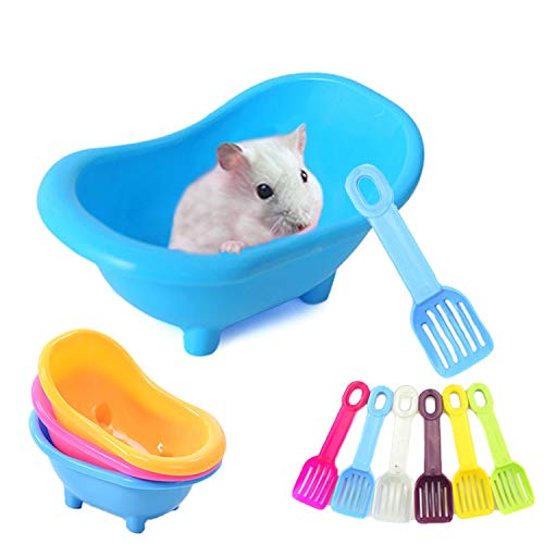 MUMAX Hamster Bathtub, Plastic Bathroom Container with Bathing Sand Scoop Set for Small Pets Animal Chinchilla Golden Bears Black Bear Hamsters Gerbil Mouse