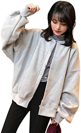 JIANGWEI レディース スウェット パーカー ゆったり カーディガン 無地 シンプル スウェット 長袖 秋冬 暖かい 厚手 ジャケット 秋 冬 カジュアル トップス