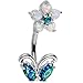 Body Candy Steel Clear Brilliant Blue Synthetic Opal Flourishing Flower Double Mount Belly Ring