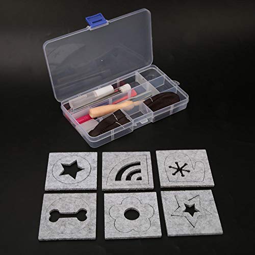Bicaquu DIY Handcraft Wool Felting Tool Set Needle Felting Craft with 6 Mold Scissors Awl Tool Kits
