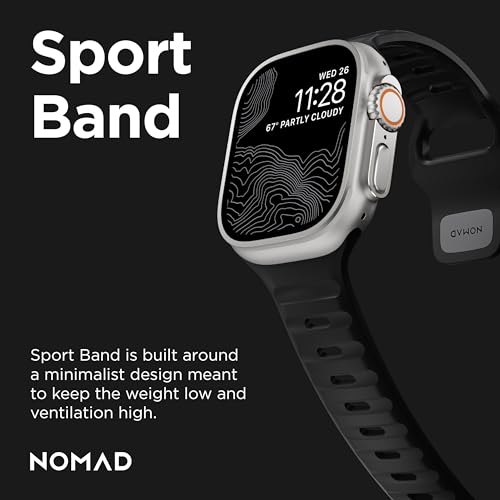 NOMAD Sport Band V2 | Unisex, Sport Loop Watch Band | Fluororubber, Black, 22mm, 42/44/45/49mm, Waterproof
