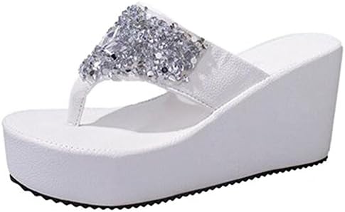 COVOYYAR Women's Summer Beach Casual Thong Shoes Platform Sandals Flip Flops (7, white)
