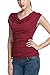 Zeagoo Womens Summer Ruched Blouse Cowl Neck Top Sleeveless Jersey Tank,Wine Red,X-Large