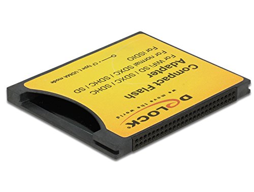 Delock 62637 Compact Flash Adapter für iSDIO (WiFi SD)/SDHC/SDXC Speicherkarten schwarz/gelb