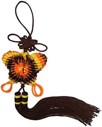 Feng Shui Decor KNOT LOVE Chinese Knot Tassels with Butterfly Good Luck Charm Home Hanging Ornament (Brown)