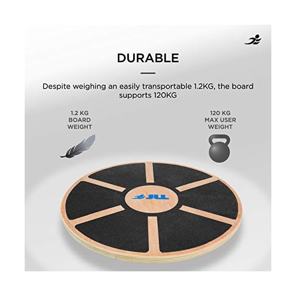 JLL® Wooden Balance Board, ANTI SLIP SURFACE, Exercise Fitness Workout Rehabilitation Training Exercise Wobble Board