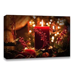Canvas Wall Art Christmas Candles for...