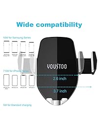 YOUSTOO Cargador inalámbrico, cargador de coche inalámbrico, soporte de montaje de sensor automático, cargador inalámbrico de 10 W Qi compatible con Samsung S9 8 7 Note 8, 7,5 W compatible con iPhone Xs MAX XR XS X 8 8 Plus