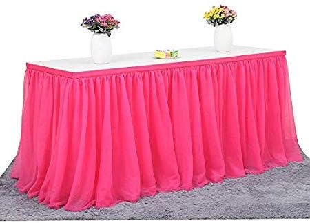 Assyrian Table Skirts - Multicolor Table Skirt Tableware Cloth Wedding Tutu Tulle Baby Shower Party Home Decor Skirting - Willow For And Silver Gray Teal Disposable Luau Elegant Linen
