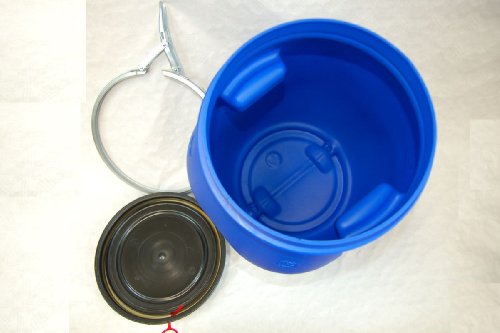 Lot of 4 Kegs plastic drum with open lid galvanized locking lever, blue, 30 L (4x22094) - Thumbnail 3