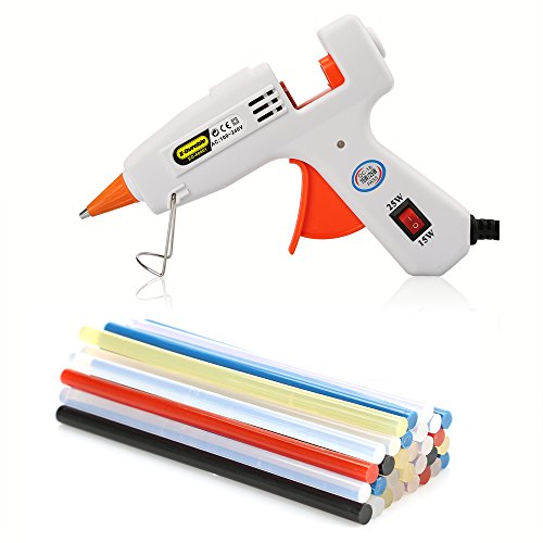 E.Durable Hot Melt Glue Gun Kit with 40 Multi-Colored Glue Sticks for DIY Handcraft School Projects/Home Arts/Crafts / Repair | Flexible Trigger | (15W/25W)