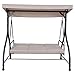 TANGKULA Converting Outdoor Swing Patio Porch Garden Swing with Comfortable Cushion Seats, Adjustable Canopy & Coated Steel Frame Patio Swing 3 Seats Patio Deck Furniture (Beige)